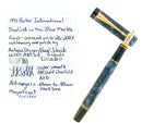 1991 PARKER DUOFOLD INTERNATIONAL BLUE MARBLE FOUNTAIN PEN 18K MEDIUM NIB OFFERED BY ANTIQUE DIGGER