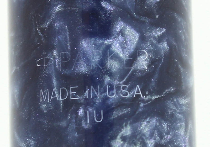 1991 PARKER DUOFOLD INTERNATIONAL BLUE MARBLE FOUNTAIN PEN 18K MEDIUM NIB OFFERED BY ANTIQUE DIGGER