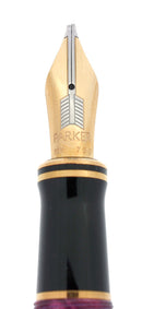 1990 PARKER DUOFOLD CENTENNIAL RED MARBLED 18K EXTRA BROAD OBLIQUE RIGHT HAND NIB FOUNTAIN PEN