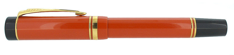 1990 PARKER DUOFOLD CENTENNIAL SPECIAL EDITION ORANGE FOUNTAIN PEN & PENCIL SET NEVER INKED OFFERED BY ANTIQUE DIGGER