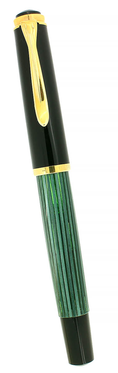 CIRCA 1990 PELIKAN M400 OLD STYLE GREEN STRIPED 14K MED NIB FOUNTAIN PEN OFFERED BY ANTIQUE DIGGER