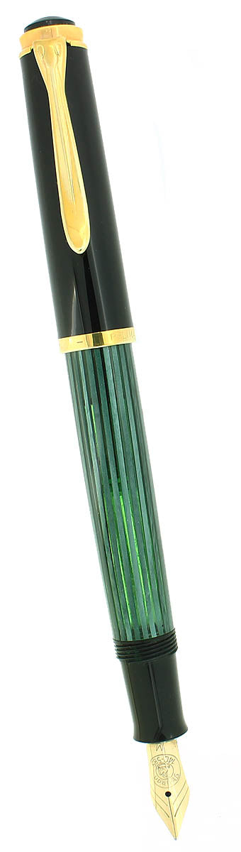 CIRCA 1990 PELIKAN M400 OLD STYLE GREEN STRIPED 14K MED NIB FOUNTAIN P