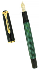 CIRCA 1990 PELIKAN M400 OLD STYLE GREEN STRIPED 14K MED NIB FOUNTAIN PEN OFFERED BY ANTIQUE DIGGER