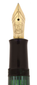 CIRCA 1990 PELIKAN M400 OLD STYLE GREEN STRIPED 14K MED NIB FOUNTAIN PEN OFFERED BY ANTIQUE DIGGER