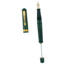 VISCONTI MANHATTAN GREEN CELLULOID 18K MEDIUM NIB FOUNTAIN PEN NEAR MINT