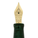 VISCONTI MANHATTAN GREEN CELLULOID 18K MEDIUM NIB FOUNTAIN PEN NEAR MINT