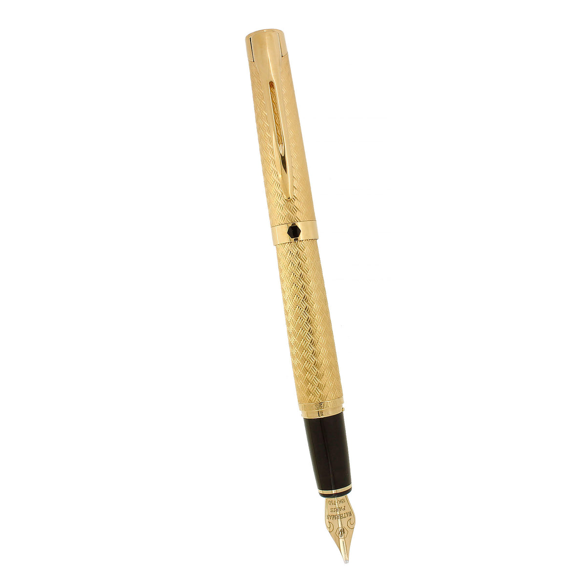 1990S WATERMAN L'ETALON GOLD BASKETWEAVE 18K STUB NIB FOUNTAIN PEN MIN