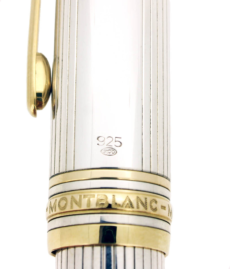 C1990 MONTBLANC MEISTERSTUCK N°146 SOLITAIRE STERLING LINED PATTERN OVERLAY FOUNTAIN PEN NEAR MINT IN BOX OFFERED BY ANTIQUE DIGGER