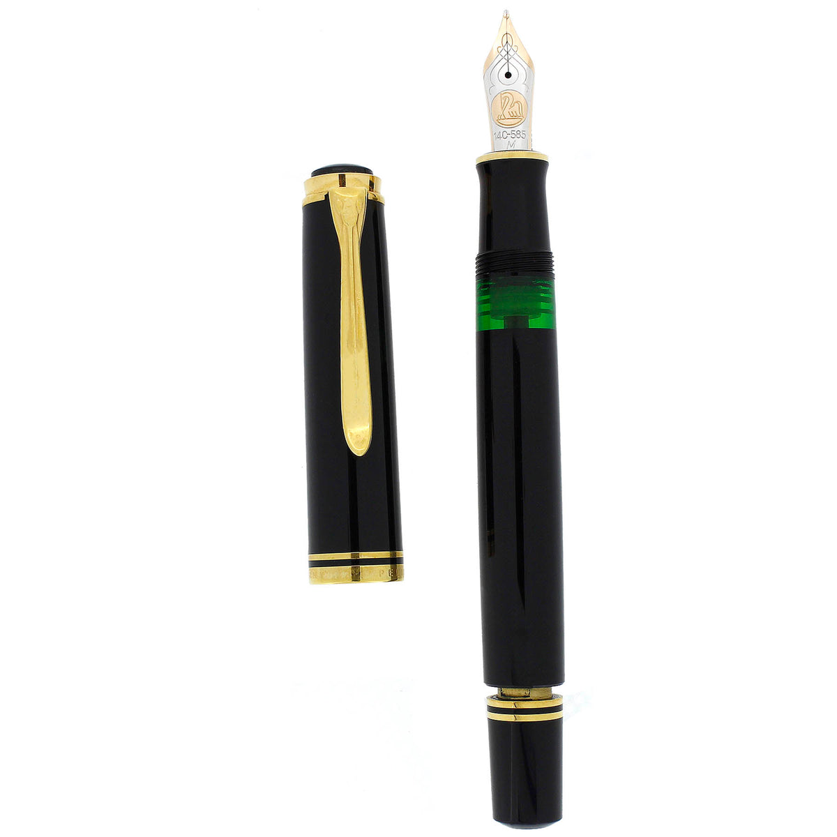 NEVER INKED 1991 W. GERMANY PELIKAN M800 BLACK W/GOLD TRIM 14K M NIB F
