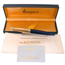 1990S WATERMAN EDSON SAPPHIRE BLUE 18K FINE NIB FOUNTAIN PEN NEAR MINT CONDITION OFFERED BY ANTIQUE DIGGER