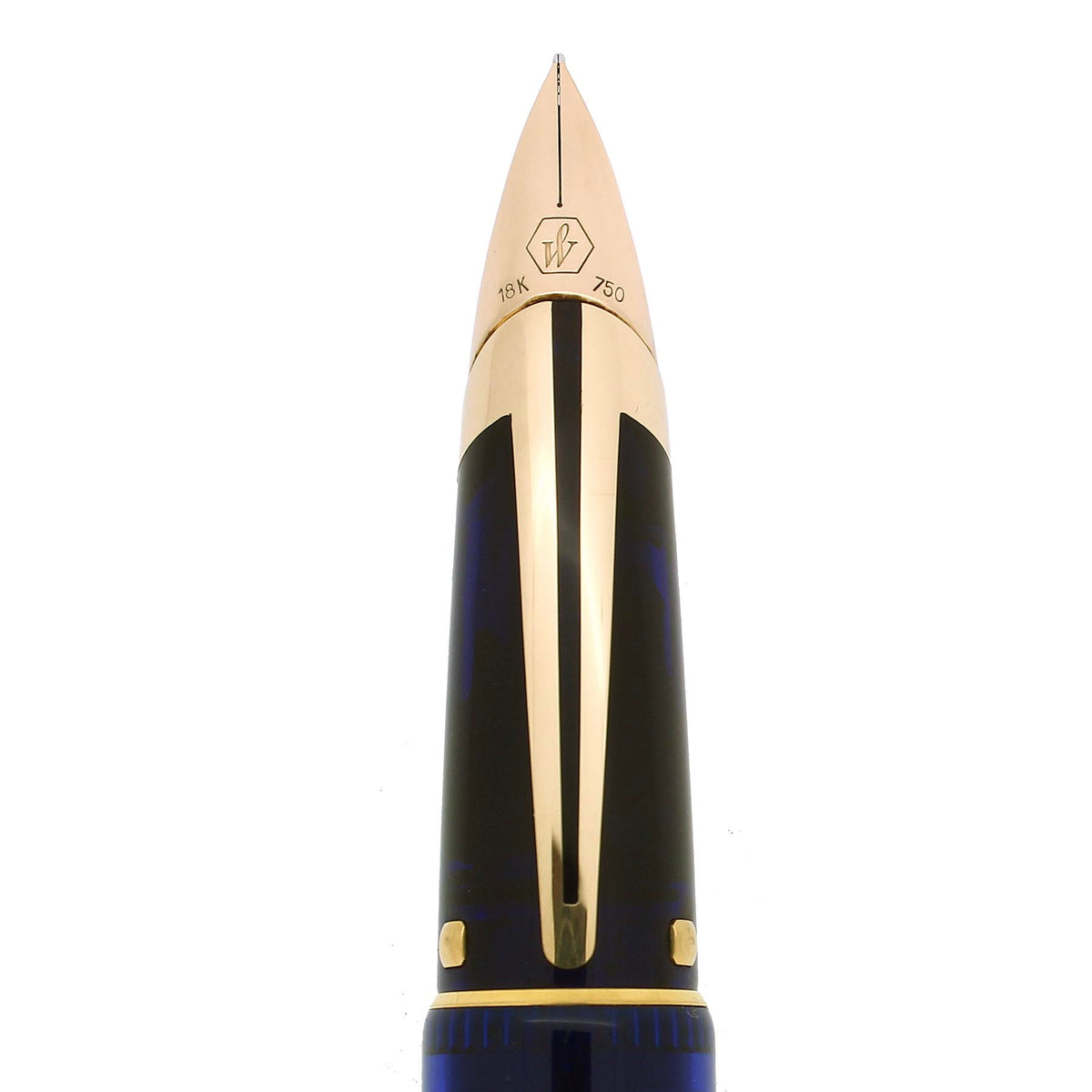 1990S WATERMAN EDSON SAPPHIRE BLUE 18K FINE NIB FOUNTAIN PEN NEAR MINT