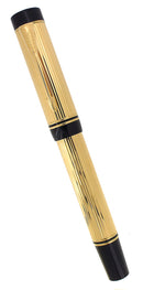 NEVER INKED 1991 PARKER DUOFOLD CENTENNIAL 23K GORGON PATTERN 18K NEEDLE POINT NIB FOUNTAIN PEN OFFERED BY ANTIQUE DIGGER