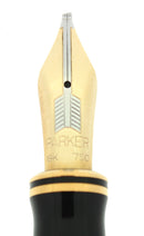 1991 PARKER DUOFOLD CENTENNIAL GREEN MARBLED 18K BROAD OBLIQUE ITALIC NIB FOUNTAIN PEN OFFERED BY ANTIQUE DIGGER