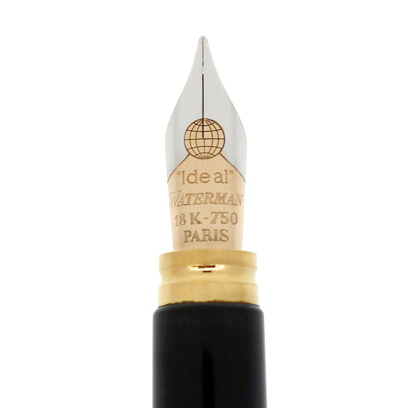 CIRCA 1991 WATERMAN LE MAN 100 OPERA BLACK CHASED 18K MED NIB FOUNTAIN