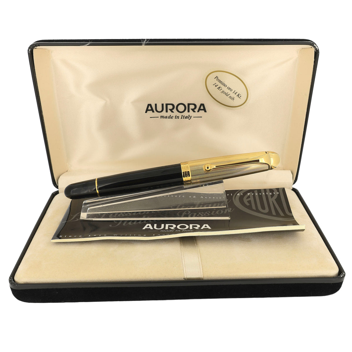 1992 AURORA 88 GOLD-BLACK 801 BIG MODEL 14K MEDIUM NIB FOUNTAIN PEN NE