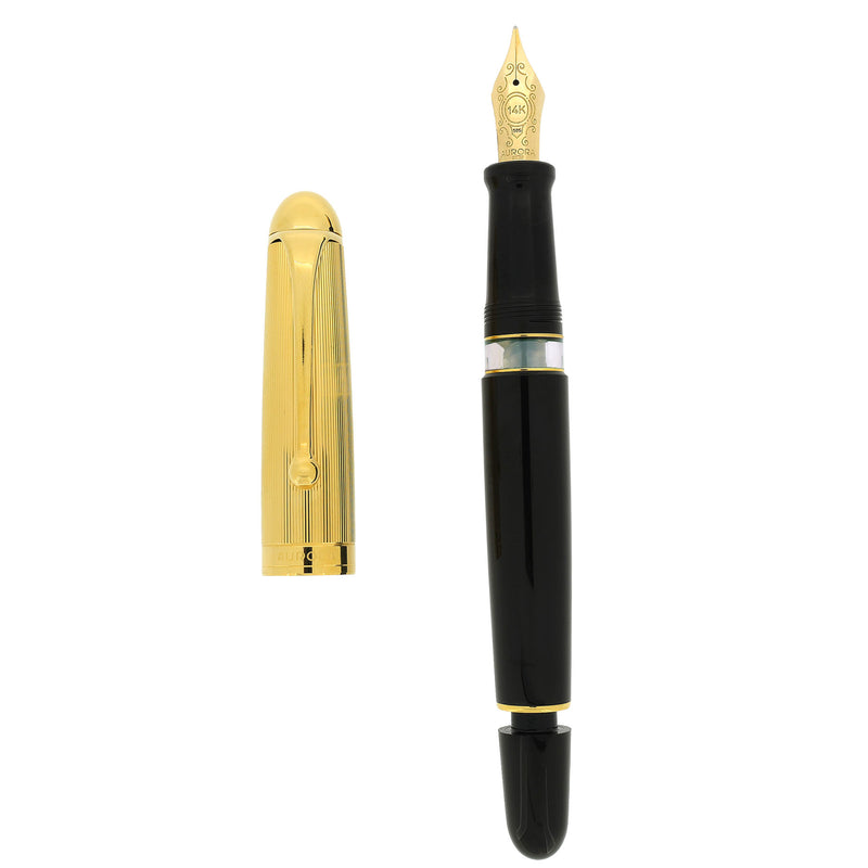 1992 AURORA 88 GOLD-BLACK 801 BIG MODEL 14K MEDIUM NIB FOUNTAIN PEN NE