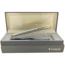 1992 PARKER 75 GRAIN d'ORGE SILVER PLATE W/RHODIUM FINISH 18K MED NIB FOUNTAIN PEN NEVER INKED OFFERED BY ANTIQUE DIGGER