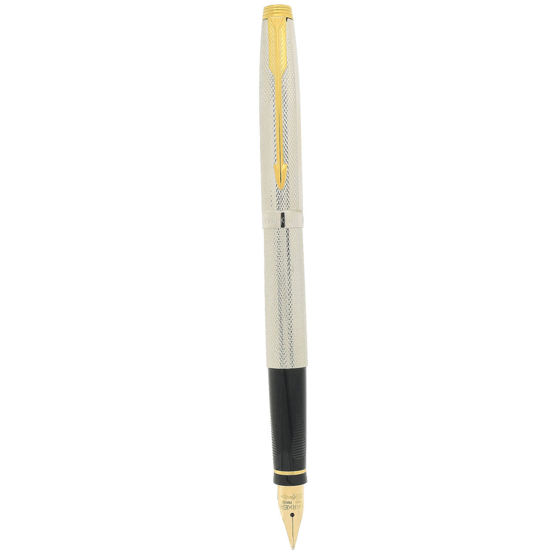 1992 PARKER 75 GRAIN d'ORGE SILVER PLATE W/RHODIUM FINISH 18K MED NIB