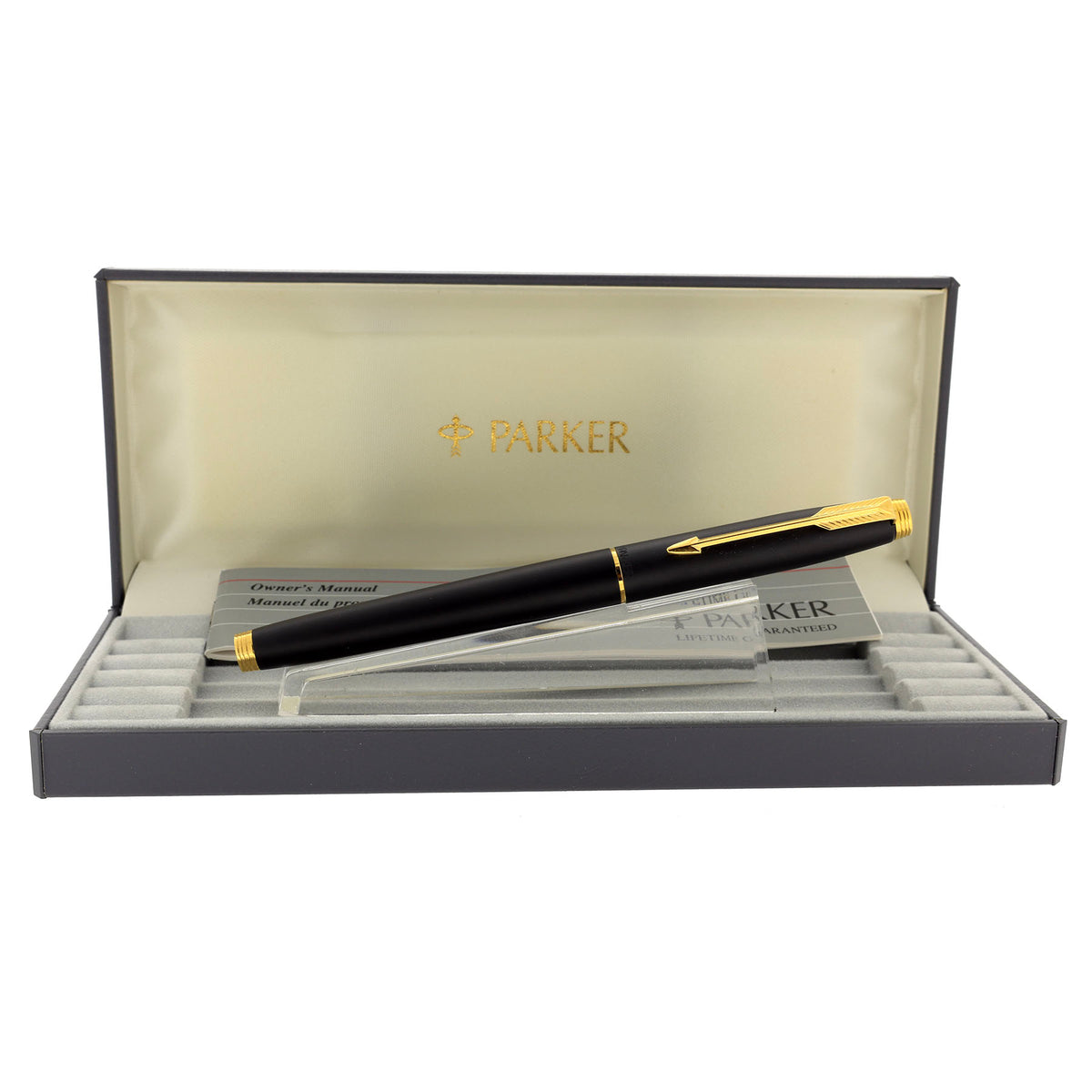 1992 PARKER 75 MATTE BLACK 18K NEEDLEPOINT 80 NIB FOUNTAIN PEN NEW IN
