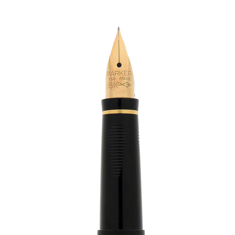 1992 PARKER 75 MATTE BLACK 18K NEEDLEPOINT 80 NIB FOUNTAIN PEN NEW IN