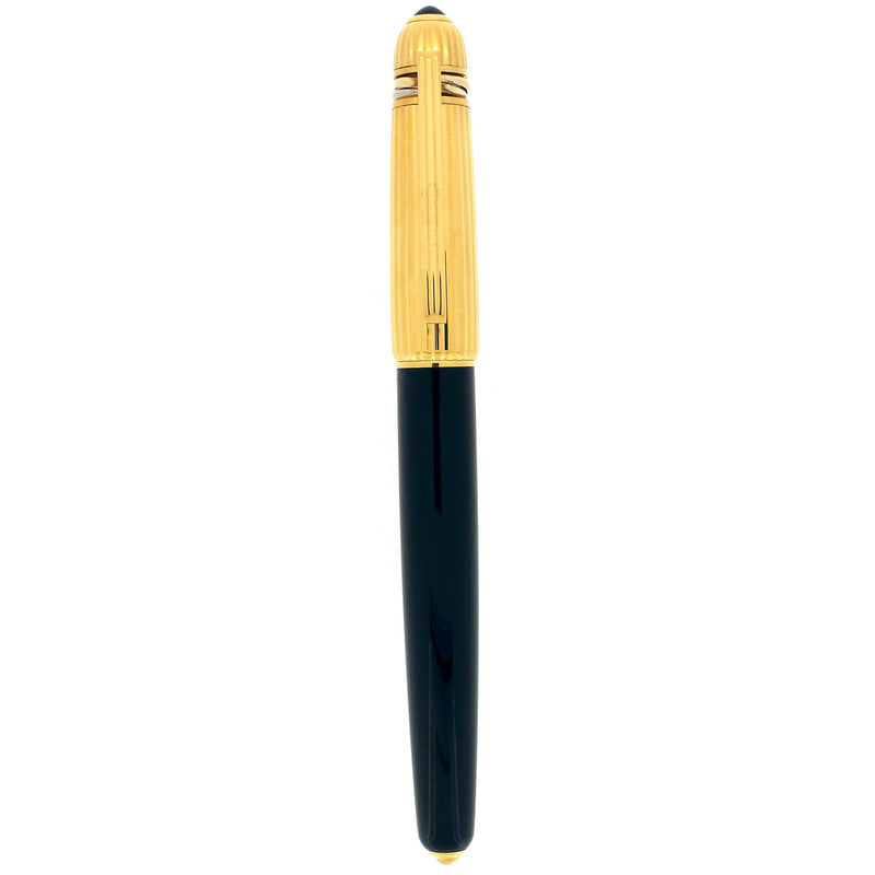 MINT 1992 PASHA DE CARTIER BLACK LACQUER & 18K GOLD PLATE CAP FOUNTAIN PEN OFFERED BY ANTIQUE DIGGER