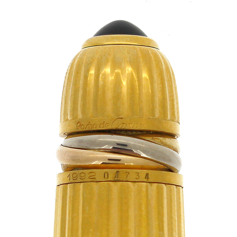 MINT 1992 PASHA DE CARTIER BLACK LACQUER & 18K GOLD PLATE CAP FOUNTAIN PEN OFFERED BY ANTIQUE DIGGER