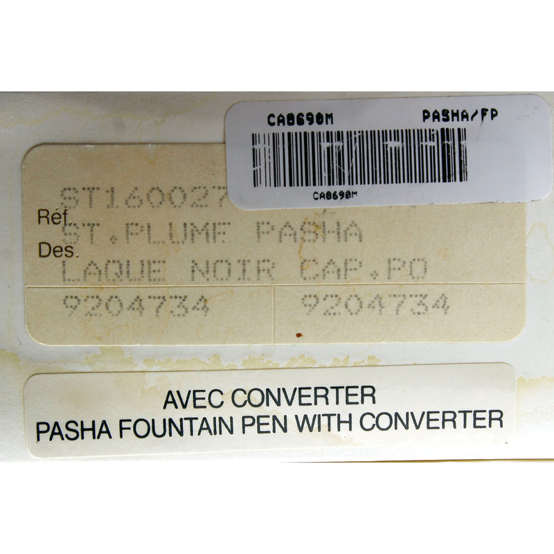 MINT 1992 PASHA DE CARTIER BLACK LACQUER & 18K GOLD PLATE CAP FOUNTAIN PEN OFFERED BY ANTIQUE DIGGER