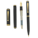 1992 SHEAFFER CONNAISSEUR HERRINGBONE 18K MEDIUM NIB FOUNTAIN PEN & BALLPOINT PEN SET OFFERED BY ANTIQUE DIGGER