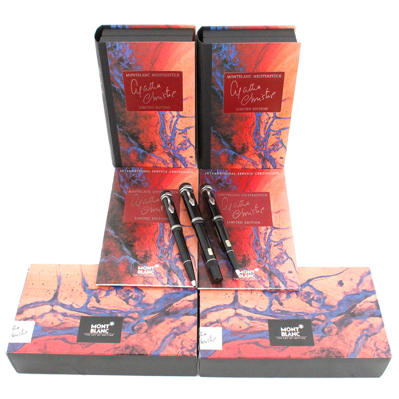 NEVER INKED 1993 MONTBLANC AGATHA CHRISTIE 3-PIECE LIMITED EDITION FOUNTAIN PEN, BALLPOINT & PENCIL SET NUMBER MATCHING OFFERED BY ANTIQUE DIGGER