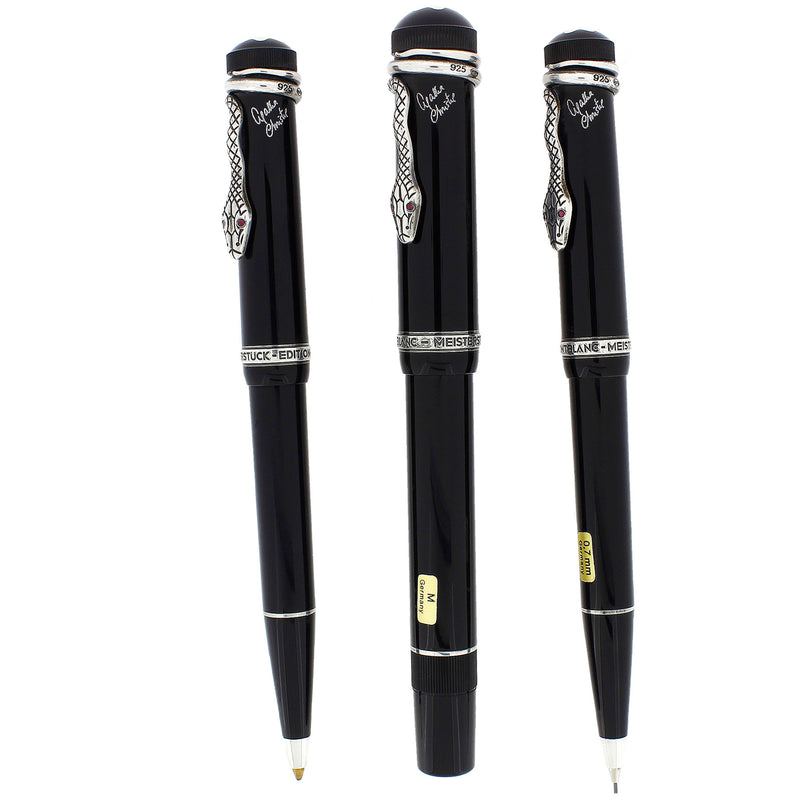 NEVER INKED 1993 MONTBLANC AGATHA CHRISTIE 3-PIECE LIMITED EDITION FOUNTAIN PEN, BALLPOINT & PENCIL SET NUMBER MATCHING OFFERED BY ANTIQUE DIGGER