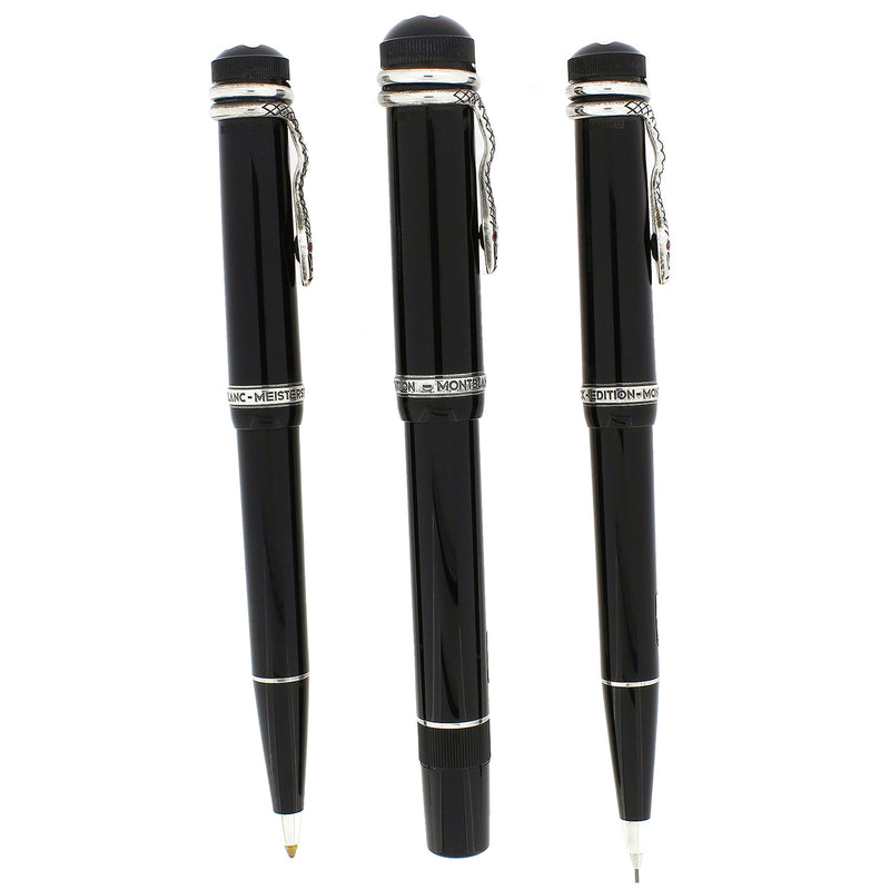 NEVER INKED 1993 MONTBLANC AGATHA CHRISTIE 3-PIECE LIMITED EDITION FOUNTAIN PEN, BALLPOINT & PENCIL SET NUMBER MATCHING OFFERED BY ANTIQUE DIGGER