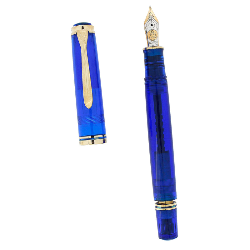 1993 PELIKAN M810 BLUE OCEAN LIMITED EDITION FOUNTAIN PEN W/BOX & PAPERS OFFERED BY ANTIQUE DIGGER