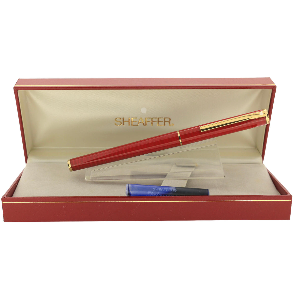 SHEAFFER ヴィンテージ万年筆 レッド マーブル調 NEW OLD STOCK 1993 SHEAFFER FASHION II RED MARBLE FOUNTAIN PEN NEVER I