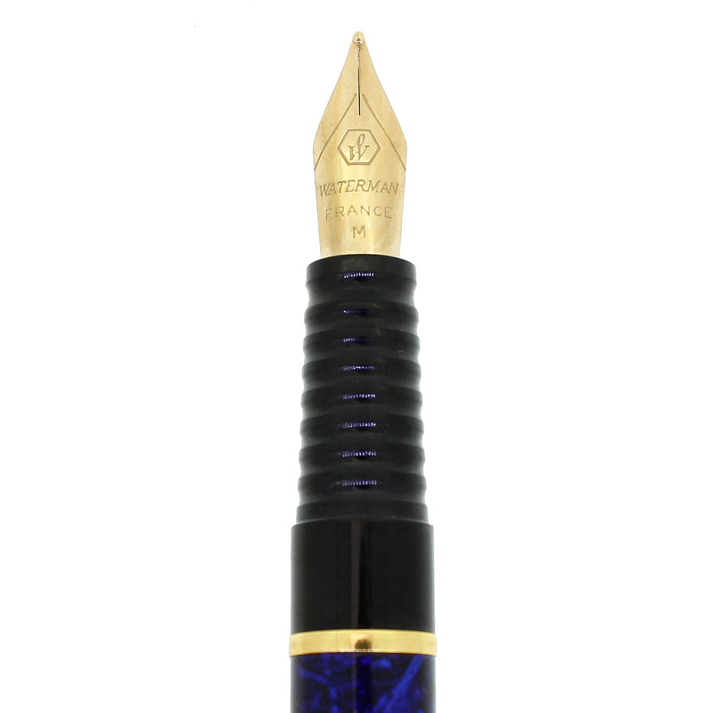 1990S WATERMAN LAUREAT II MINERAL BLUE MARBLE LACQUER FOUNTAIN PEN MINT