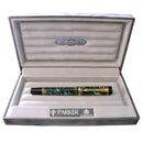 1993 PARKER DUOFOLD CENTENNIAL GREEN MARBLED 18K RIGHTHAND FINE OBLIQUE NIB FOUNTAIN PEN
