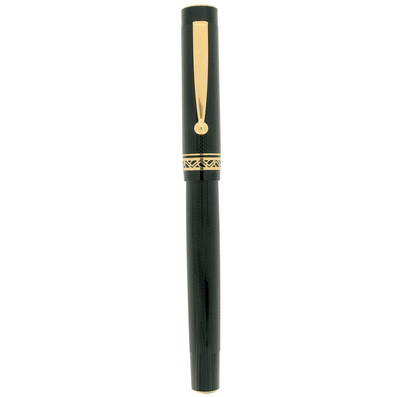 1993 NAMIKI BLACK HERRINGBONE GUILLOCHE 14K MED NIB FOUNTAIN PEN MINT