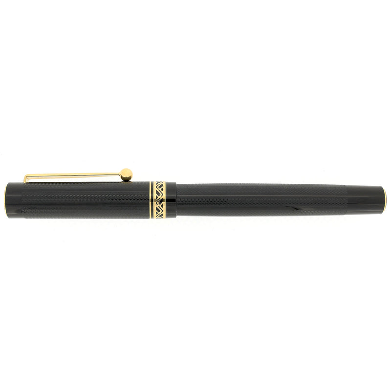 1993 NAMIKI BLACK HERRINGBONE GUILLOCHE 14K MED NIB FOUNTAIN PEN MINT