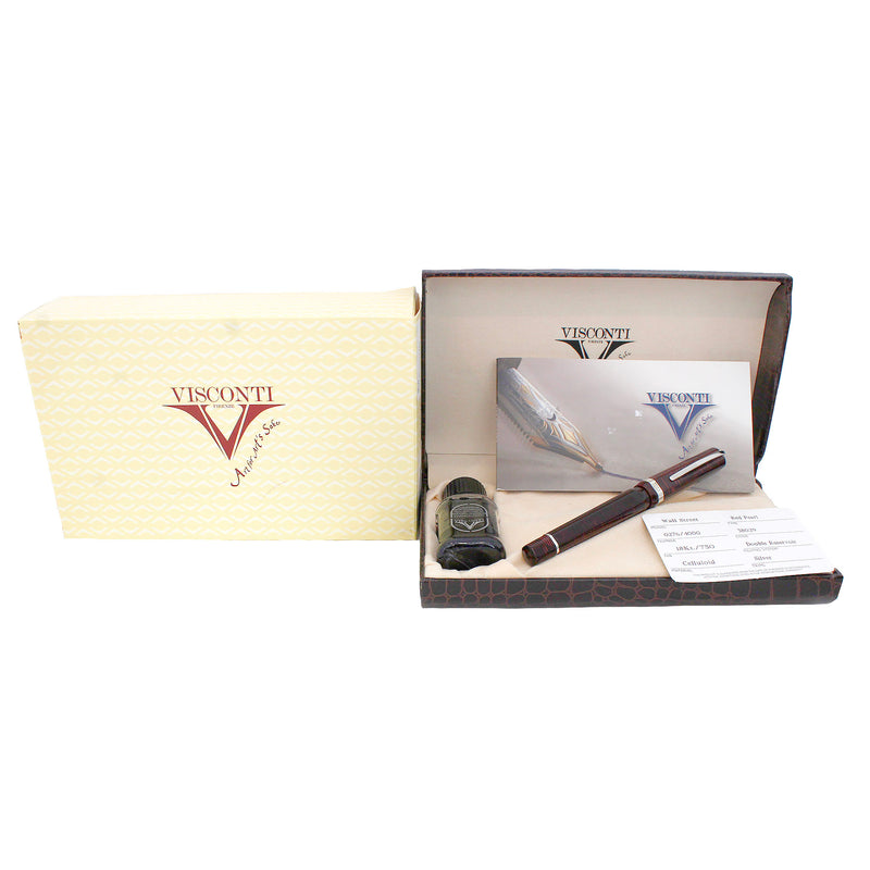 CIRCA 2004 VISCONTI WALL STREET RED PEARL LIMITED EDITION 18K MED NIB FOUNTAIN PEN MINT OFFERED BY ANTIQUE DIGGER