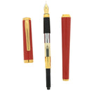1995 LEBOEUF RED LACQUER GOLD TRIM W/OPAL JEWEL 18K FINE NIB FOUNTAIN PEN NEVER INKED GERMAN MADE OFFERED BY ANTIQUE DIGGER