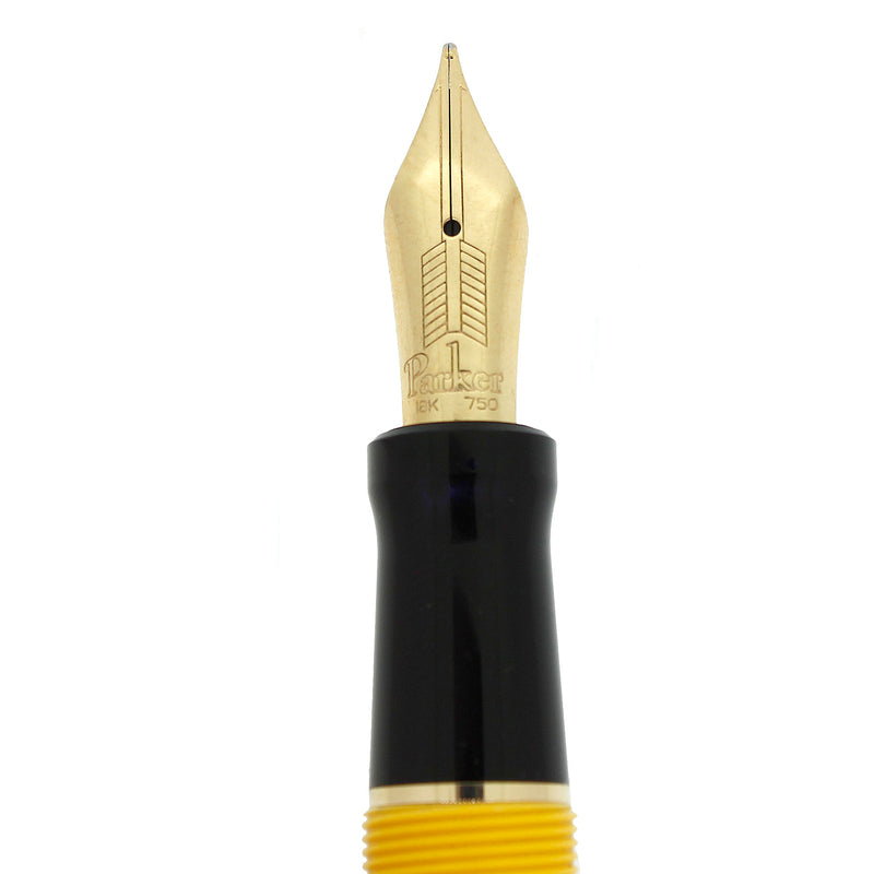 1995 PARKER DUOFOLD MANDARIN YELLOW LIMITED EDITION FOUNTAIN PEN NEVER INKED OFFERED BY ANTIQUE DIGGER