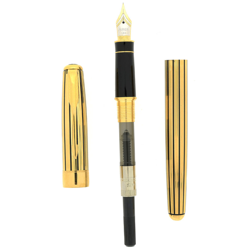 1995 PARKER SONNET 23K GOLD PLATE & BLACK LAQUE ATHENS MODEL 18K XF NI