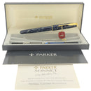 1995 PARKER SONNET PREMIER INDIGO BLUE LAQUE 18K FINE NIB FOUNTAIN PEN NEVER INKED OFFERED BY ANTIQUE DIGGER