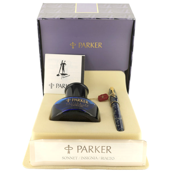 1995 PARKER SONNET PREMIER INDIGO BLUE LAQUE 18K FINE NIB FOUNTAIN PEN