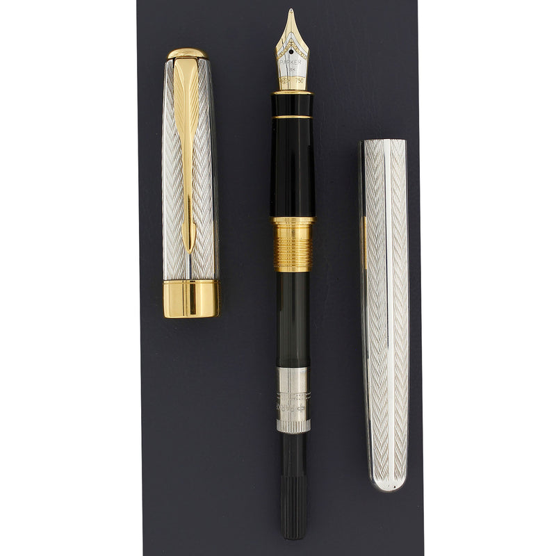 PARKER SONNET 万年筆 925 Silver ペン先18K Parker Sonnet France A Fougere 925 Sterling Silver Fountain