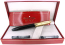 C1995 SHEAFFER LEGACY BRUSHED GOLD CAP BLACK LAQUE 18K MED NIB FOUNTAIN PEN OFFERED BY ANTIQUE DIGGER
