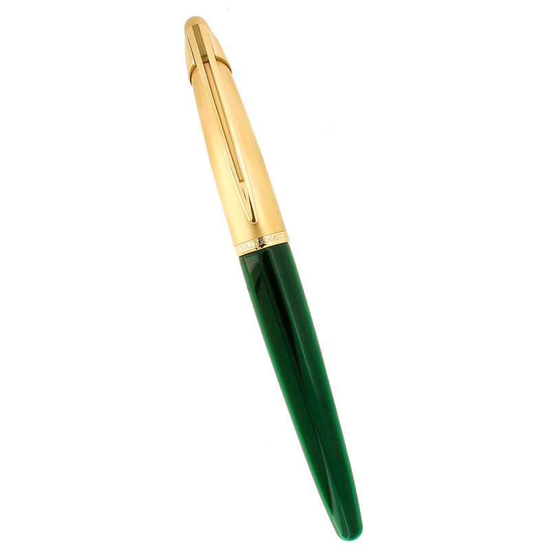 C1995 WATERMAN EMERALD GREEN EDSON 18K MED NIB FOUNTAIN PEN NEVER INKED OFFERED BY ANTIQUE DIGGER