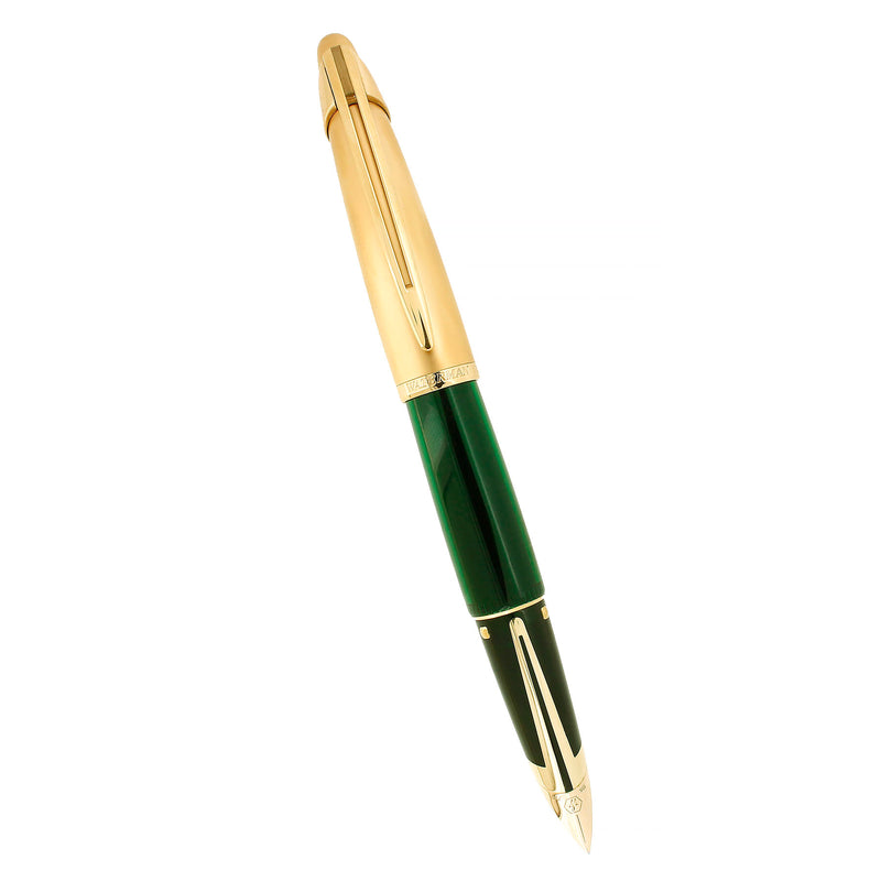 C1995 WATERMAN EMERALD GREEN EDSON 18K MED NIB FOUNTAIN PEN NEVER INKED OFFERED BY ANTIQUE DIGGER