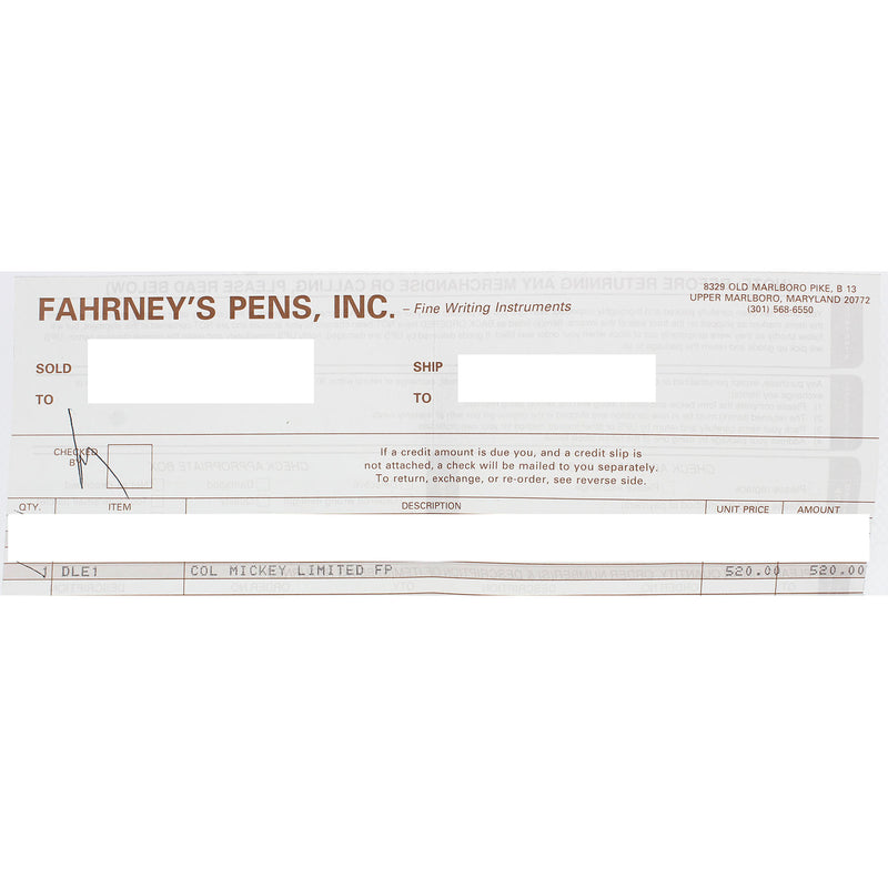 1996 COLIBRI MICKEY MOUSE LIMITED EDITION STERLING SILVER FOUNTAIN PEN NEVER INKED OFFERED BY ANTIQUE DIGGER