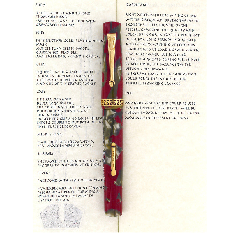 1996 DELTA POMPEI LEVER FILL LIMITED EDITION 1464/1600 FOUNTAIN PEN OFFERED BY ANTIQUE DIGGER