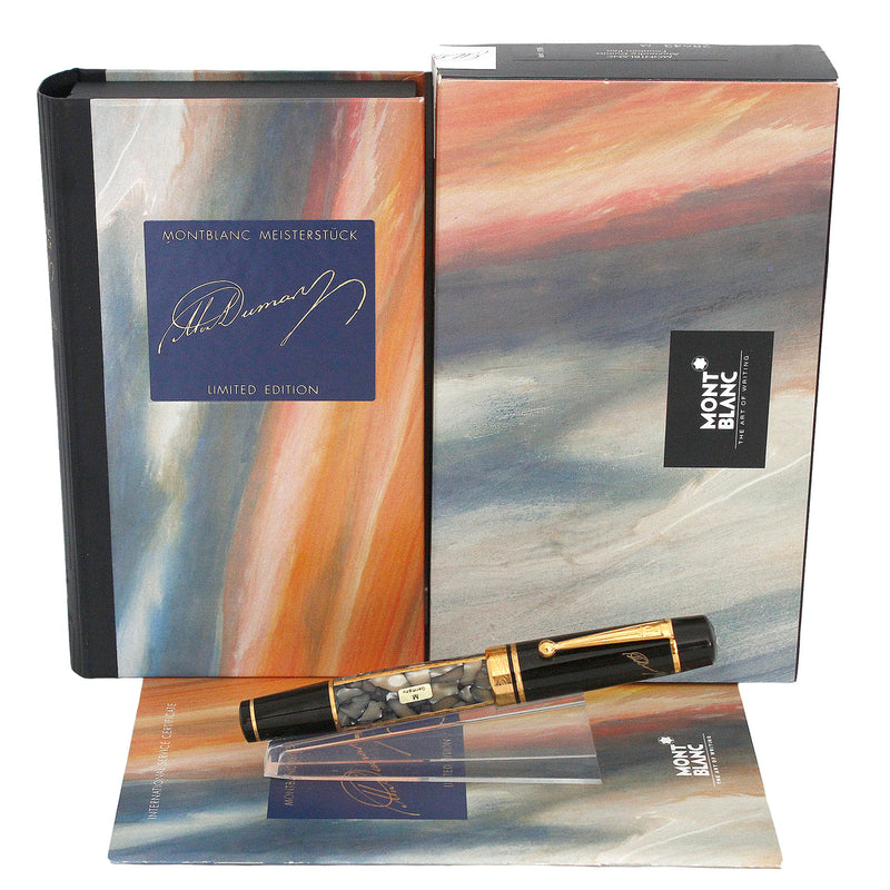 1996 MONTBLANC WRITERS EDITION DUMAS STICKERED 18K MED NIB FOUNTAIN PEN NEVER INKED OFFERED BY ANTIQUE DIGGER